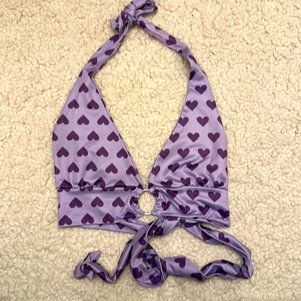 Purple Heart Tie Back Top